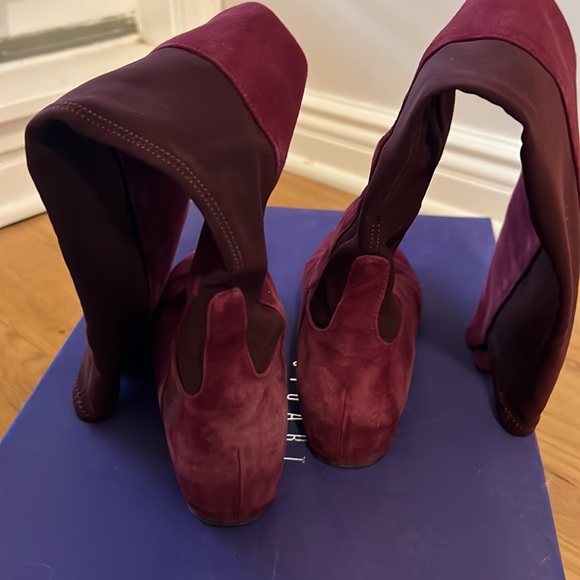 Auth Stuart Weitzman OTK Boots wine size 6 - Picture 6 of 11